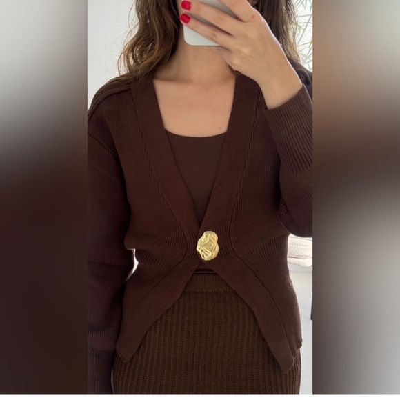 Gold Button Knit Cardigan - Picture 4 of 5